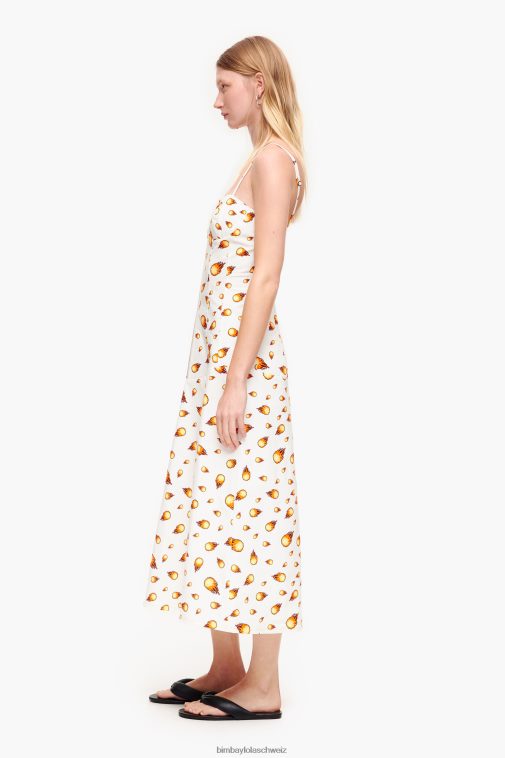 Bimba Y Lola Maxikleid mit Feuermuster Weiss Kleidung T04ZZ197