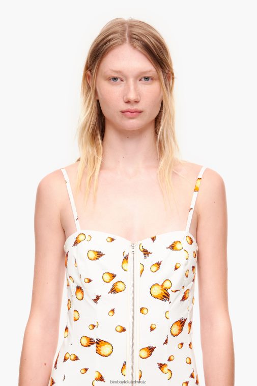 Bimba Y Lola Maxikleid mit Feuermuster Weiss Kleidung T04ZZ197