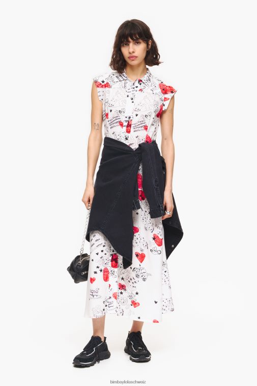 Bimba Y Lola Maxikleid mit Herz-Print Spitzname Kleidung T04ZZ226