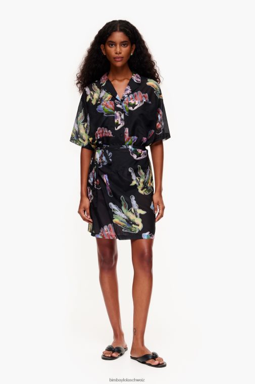 Bimba Y Lola Sarongkleid mit Korallenmuster grau Kleidung T04ZZ185