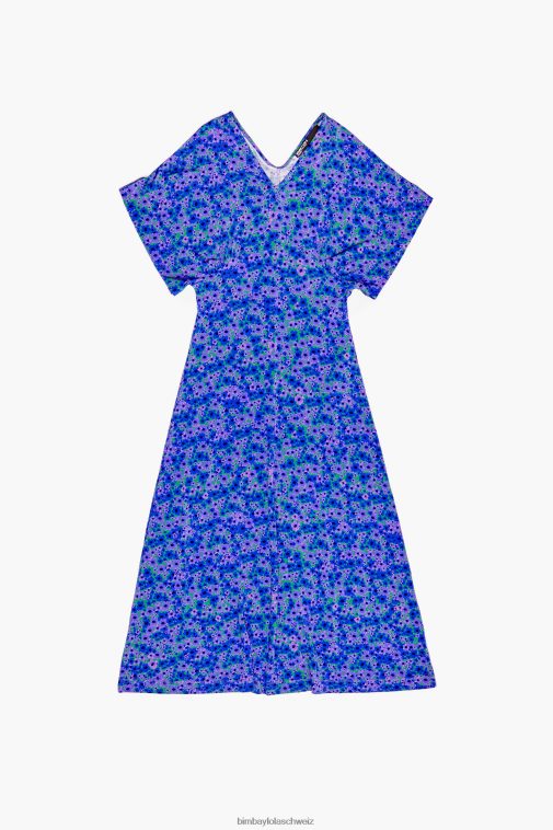 Bimba Y Lola Voll bedrucktes Midikleid Blumen Kleidung T04ZZ209