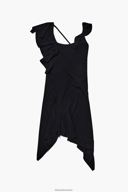Bimba Y Lola asymmetrisches, fließendes Kleid Schwarz Kleidung T04ZZ190