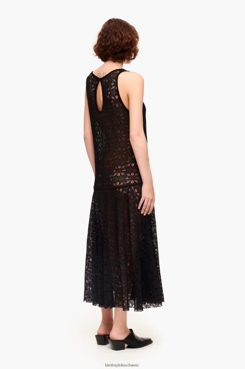 Bimba Y Lola durchbrochenes Maxikleid Schwarz Kleidung T04ZZ208