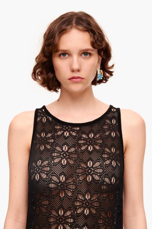 Bimba Y Lola durchbrochenes Maxikleid Schwarz Kleidung T04ZZ208