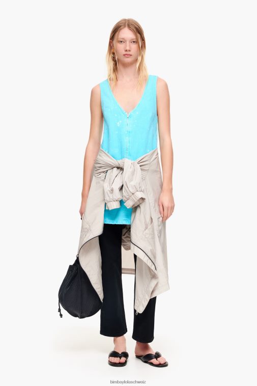 Bimba Y Lola kurzes Jeanskleid Türkis Kleidung T04ZZ193