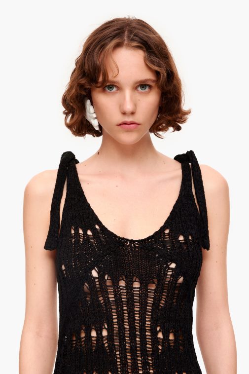 Bimba Y Lola langes Häkelkleid Schwarz Kleidung T04ZZ175