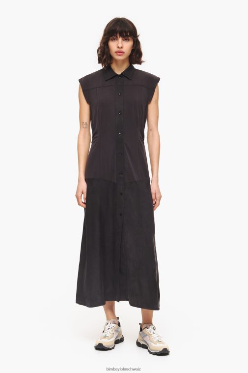 Bimba Y Lola langes Kleid Schwarz Kleidung T04ZZ227