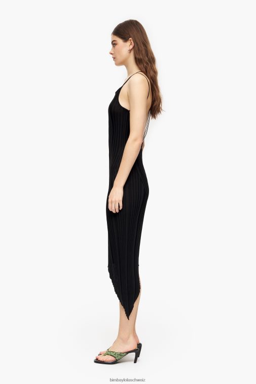 Bimba Y Lola tailliertes Midikleid Schwarz Kleidung T04ZZ237