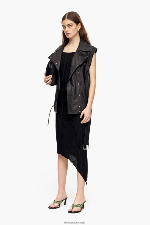 Bimba Y Lola tailliertes Midikleid Schwarz Kleidung T04ZZ237