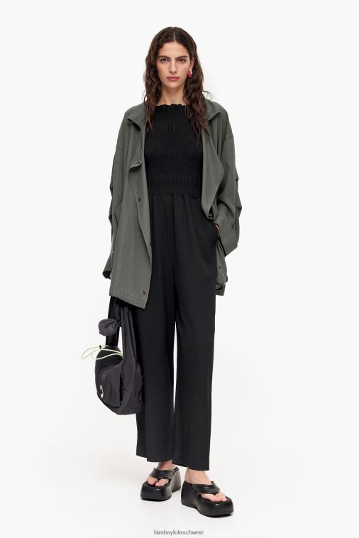 Bimba Y Lola Fließender Maxi-Overall Schwarz Kleidung T04ZZ218