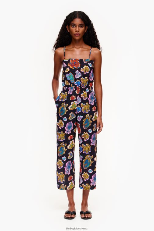 Bimba Y Lola Langer Fisch-Meerflüssigkeit-Overall Schwarz Kleidung T04ZZ177