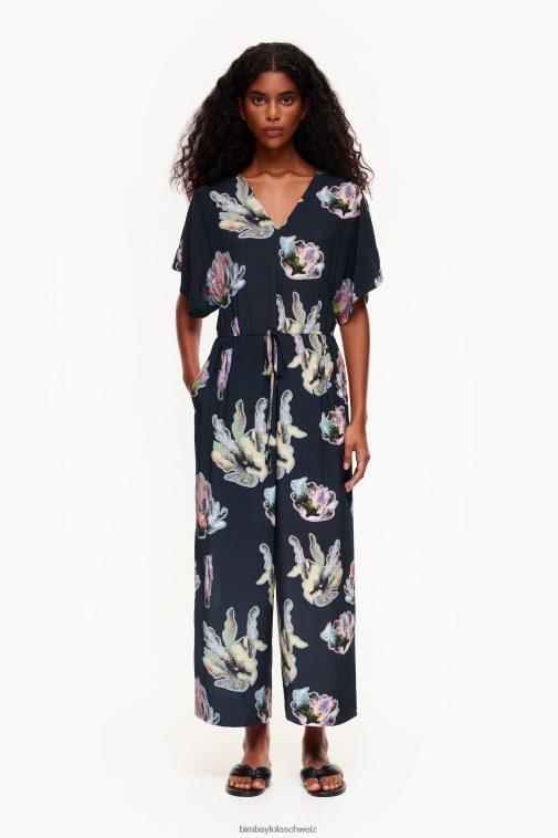 Bimba Y Lola Langer Overall mit Korallenmuster grau Kleidung T04ZZ186