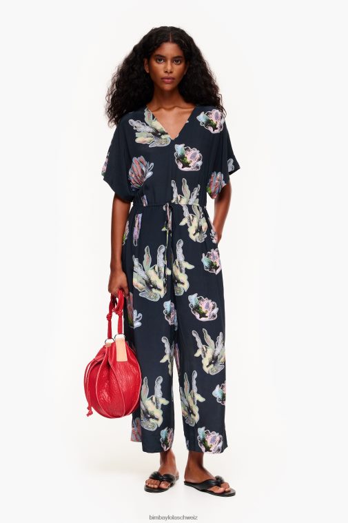 Bimba Y Lola Langer Overall mit Korallenmuster grau Kleidung T04ZZ186