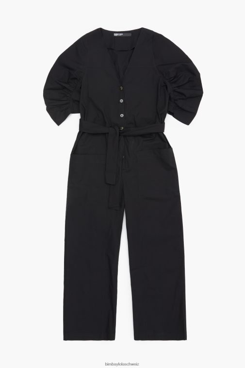 Bimba Y Lola Overall aus Popeline Schwarz Kleidung T04ZZ187