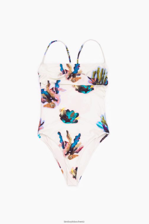 Bimba Y Lola Badeanzug mit Korallenmuster Elfenbein Kleidung T04ZZ875