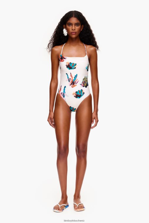 Bimba Y Lola Badeanzug mit Korallenmuster Elfenbein Kleidung T04ZZ875