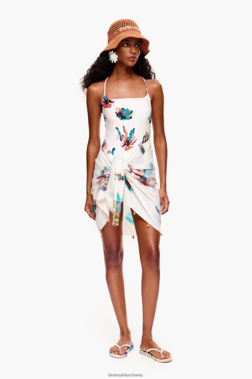 Bimba Y Lola Badeanzug mit Korallenmuster Elfenbein Kleidung T04ZZ875