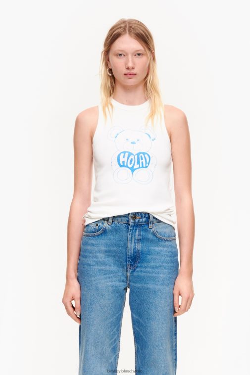 Bimba Y Lola Oberteil mit Bärenlogo Elfenbein Kleidung T04ZZ274