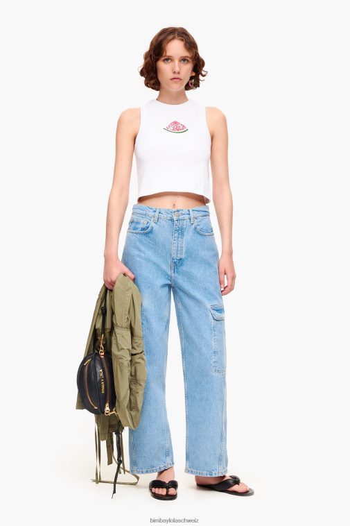 Bimba Y Lola Oberteil mit Wassermelonen-Logo Weiss Kleidung T04ZZ273