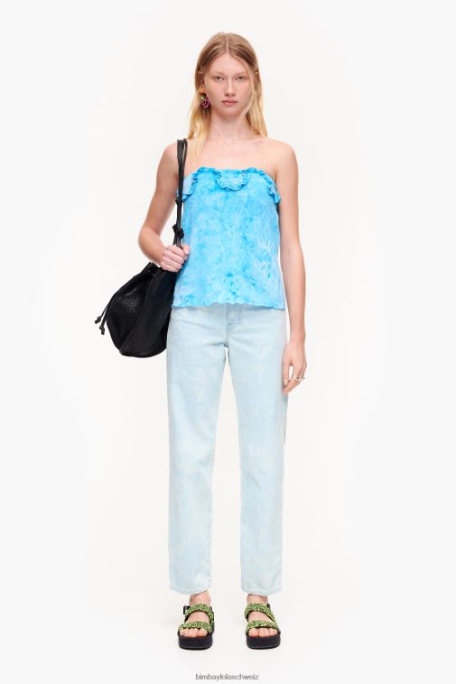 Bimba Y Lola Tailliertes Rüschenoberteil Blau Kleidung T04ZZ341