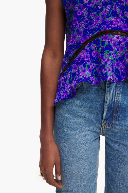 Bimba Y Lola Voll bedrucktes Mini-Top Blumen Kleidung T04ZZ345