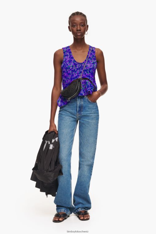 Bimba Y Lola Voll bedrucktes Mini-Top Blumen Kleidung T04ZZ345