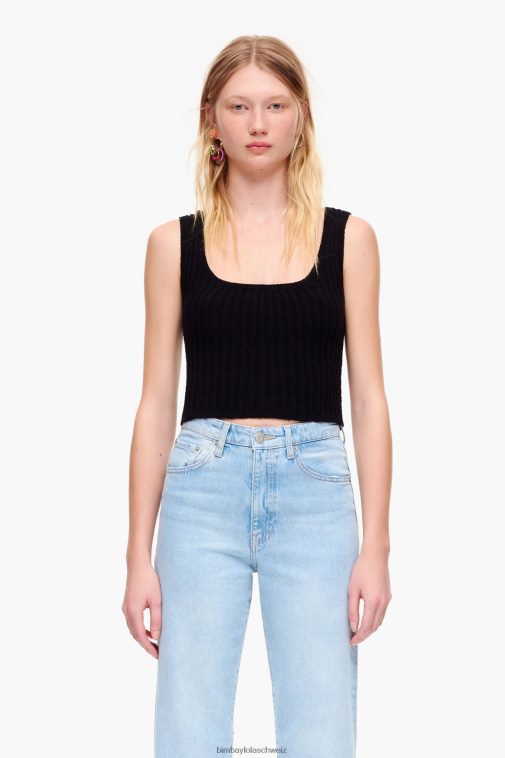 Bimba Y Lola geripptes, tailliertes Oberteil Schwarz Kleidung T04ZZ313