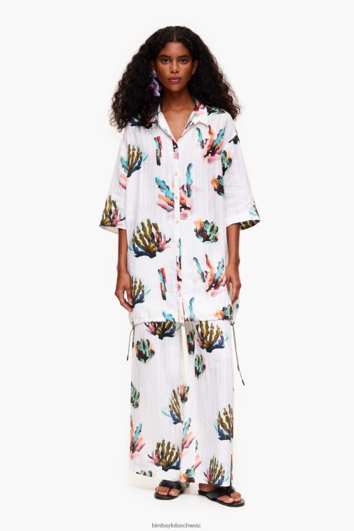 Bimba Y Lola Hemd mit Korallenmuster Elfenbein Kleidung T04ZZ326