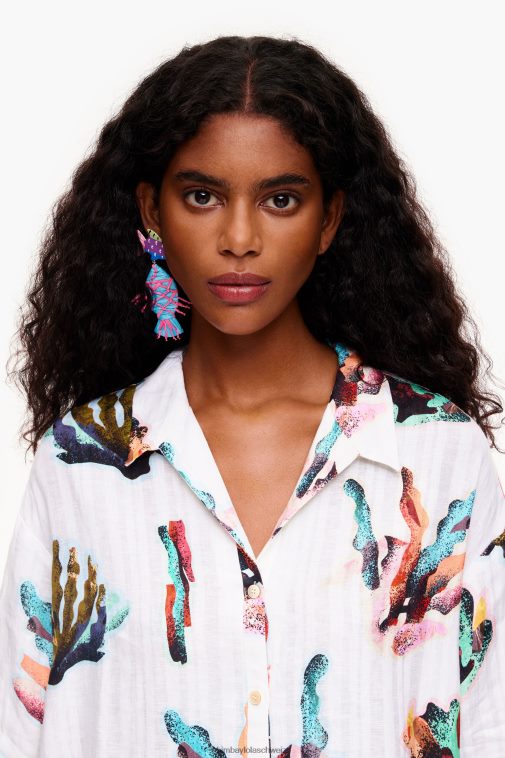 Bimba Y Lola Hemd mit Korallenmuster Elfenbein Kleidung T04ZZ326