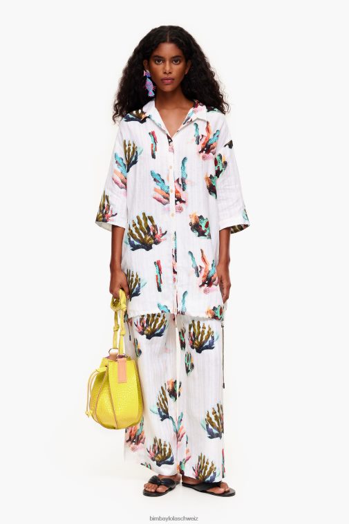 Bimba Y Lola Hemd mit Korallenmuster Elfenbein Kleidung T04ZZ326