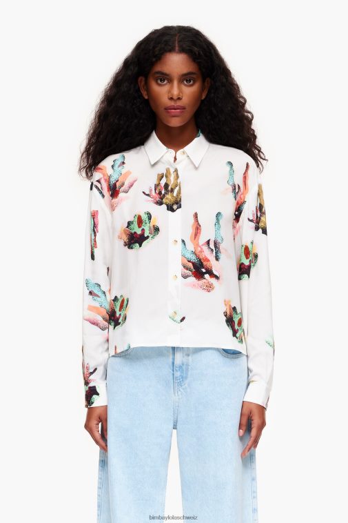 Bimba Y Lola Hemd mit Korallenmuster Elfenbein Kleidung T04ZZ330