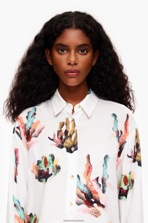 Bimba Y Lola Hemd mit Korallenmuster Elfenbein Kleidung T04ZZ330