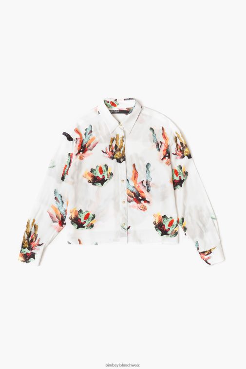 Bimba Y Lola Hemd mit Korallenmuster Elfenbein Kleidung T04ZZ330