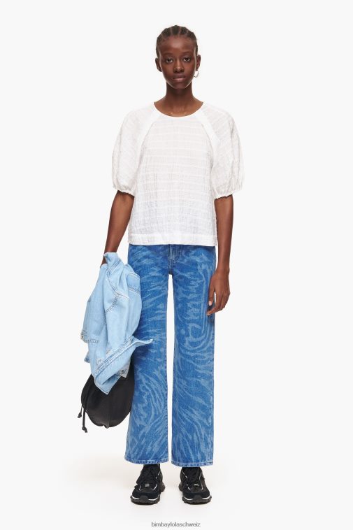 Bimba Y Lola kurze Bluse Elfenbein Kleidung T04ZZ348