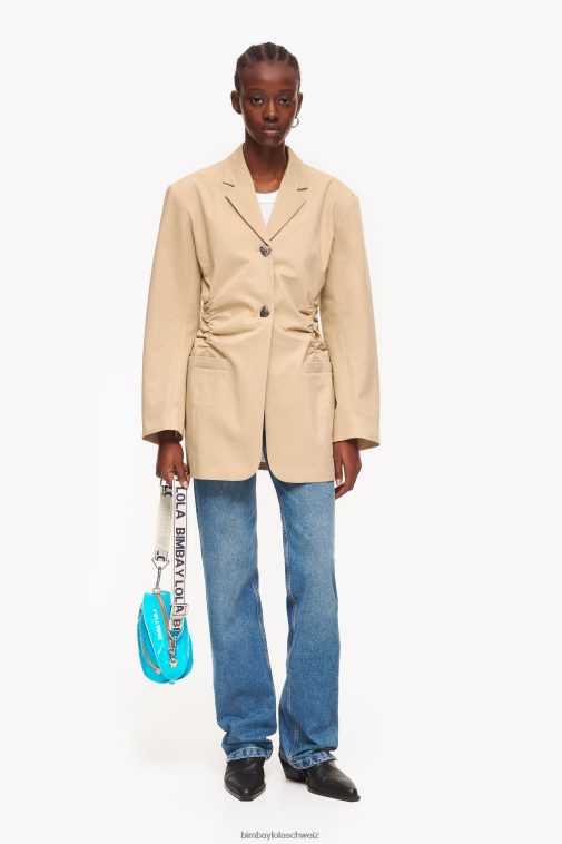 Bimba Y Lola Baumwollblazer Kamel Kleidung T04ZZ468