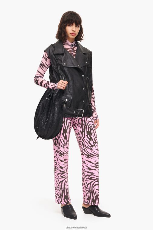 Bimba Y Lola Bikerweste aus Leder Schwarz Kleidung T04ZZ477