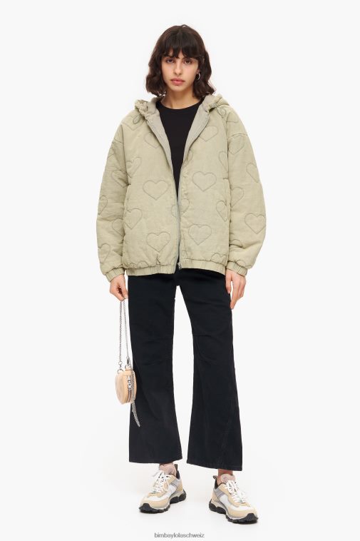 Bimba Y Lola Steppjacke mit Herzen Grün Kleidung T04ZZ488