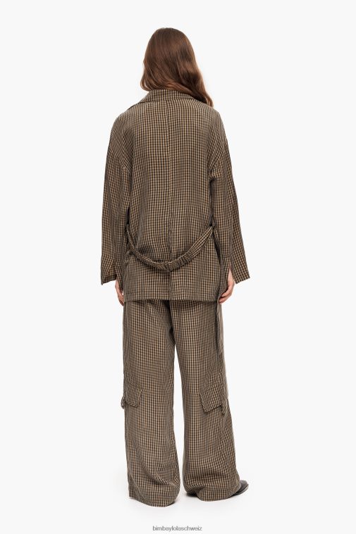 Bimba Y Lola Übergroßer Blazer mit Gingham-Karomuster braun Kleidung T04ZZ470