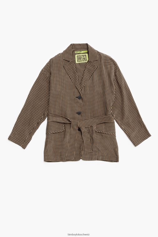 Bimba Y Lola Übergroßer Blazer mit Gingham-Karomuster braun Kleidung T04ZZ470