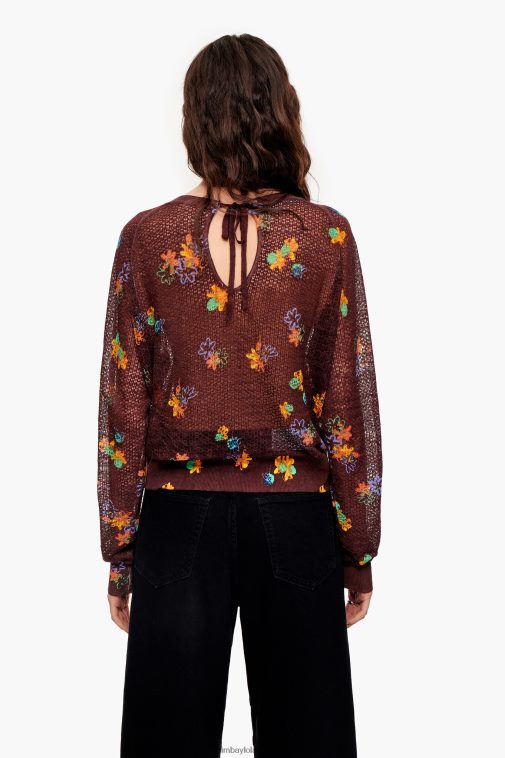 Bimba Y Lola Leinenpullover mit Sprayblumen-Print braun Kleidung T04ZZ392