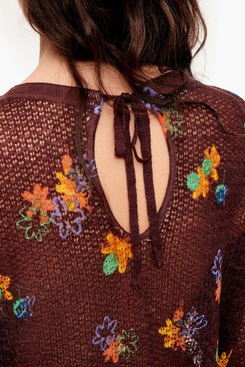 Bimba Y Lola Leinenpullover mit Sprayblumen-Print braun Kleidung T04ZZ392