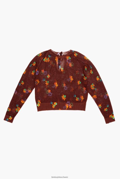 Bimba Y Lola Leinenpullover mit Sprayblumen-Print braun Kleidung T04ZZ392