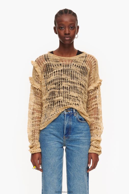 Bimba Y Lola Lochstrickpullover aus Leinen Kamel Kleidung T04ZZ362