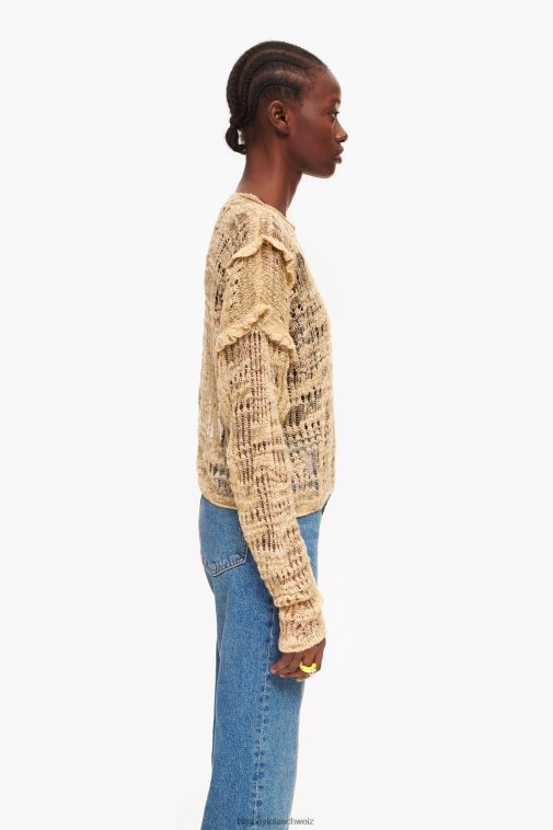 Bimba Y Lola Lochstrickpullover aus Leinen Kamel Kleidung T04ZZ362