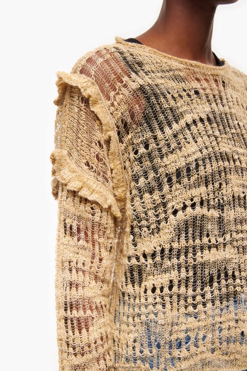 Bimba Y Lola Lochstrickpullover aus Leinen Kamel Kleidung T04ZZ362