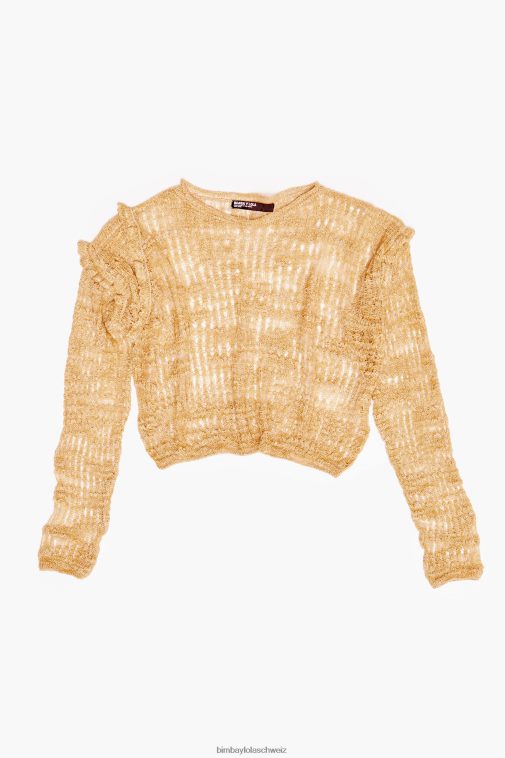 Bimba Y Lola Lochstrickpullover aus Leinen Kamel Kleidung T04ZZ362