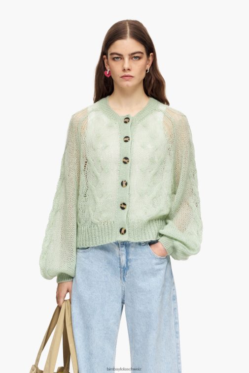 Bimba Y Lola Offen gestrickter Mohair-Cardigan Minze Kleidung T04ZZ379