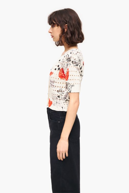 Bimba Y Lola Taillierter Cardigan aus Lochstrick mit Herzmuster Spitzname Kleidung T04ZZ371