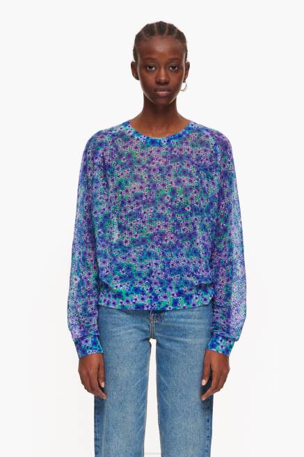Bimba Y Lola Voll bedruckter Leinenpullover Kleidung Blumen T04ZZ365