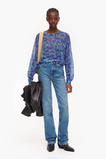 Bimba Y Lola Voll bedruckter Leinenpullover Kleidung Blumen T04ZZ365